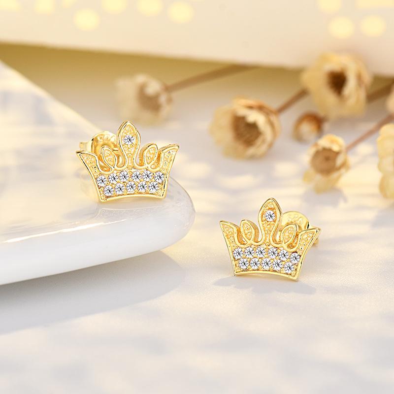 

Серьги-короны для женщин, новый стиль, индивидуальный дизайн и легкий роскошный темперамент, микро-инкрустированные позолоченные серьги
