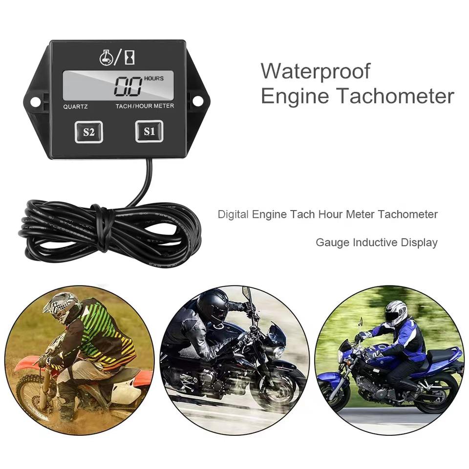 Digital Display Engine Tachometer Timer Instrument Induction Tachometer Suitable for Motorcycle Engine Chain Saw Bicycle Boat