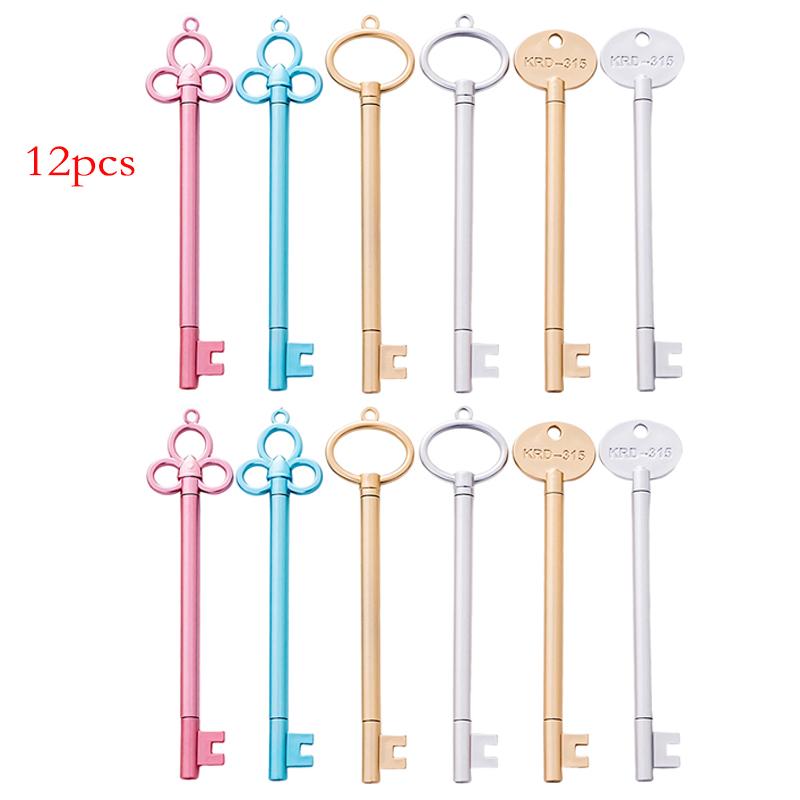 6/12pcs 5 Colors Vintage Key Shape Pen Ballpoint Pen 0.38mm