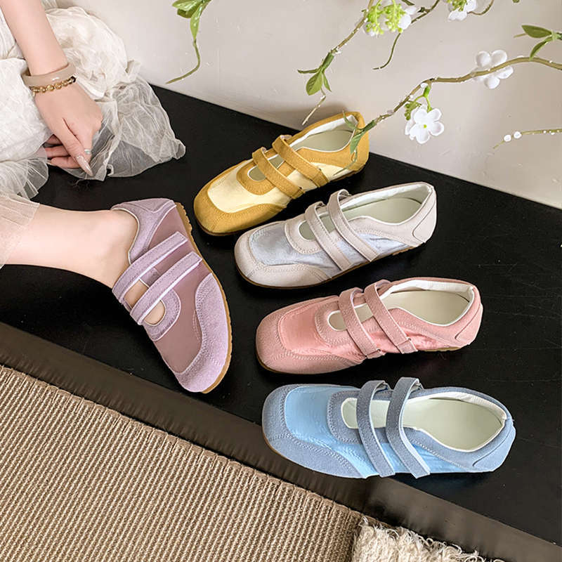 Retro word with moral training shoes women's spring and summer new niche design Velcro fashion versatile Mary Jane shoes