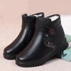 Winter cotton shoes soft leather velvet warm middle-aged and elderly women's short boots flat non-slip elderly grandmother shoes