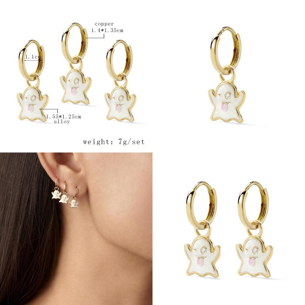 Fashionable Alloy Ghost Earrings Set With White Diamonds Perfect For Gifting
