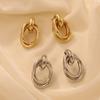 European and American Fashion High-end Jewelry Hot-selling Geometric Prismatic Iron Pipe Gold-plated Stud Earrings Twist Earrings