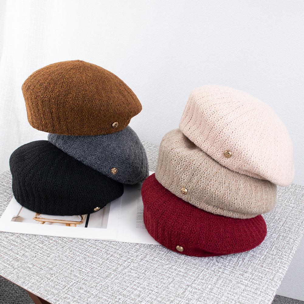 Retro literary and artistic knitted beret female autumn British style high sense temperament versatile painter hat newsboy hat
