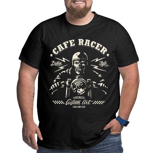 Happiness Cafe Racer Vintage Motorcycle T Shirts Cotton T-Shirts Big Tall Tee Clothes Plus Size Big Size Large 4XL 5XL 6XL