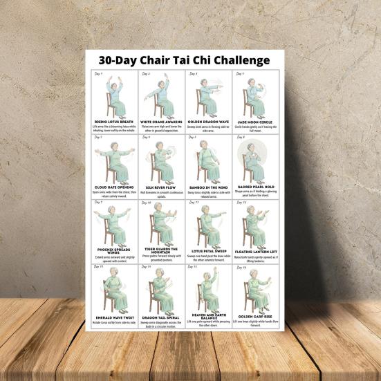 2 ks Tai Chi cvičení na židli pro seniory a začátečníky 10x8 palců