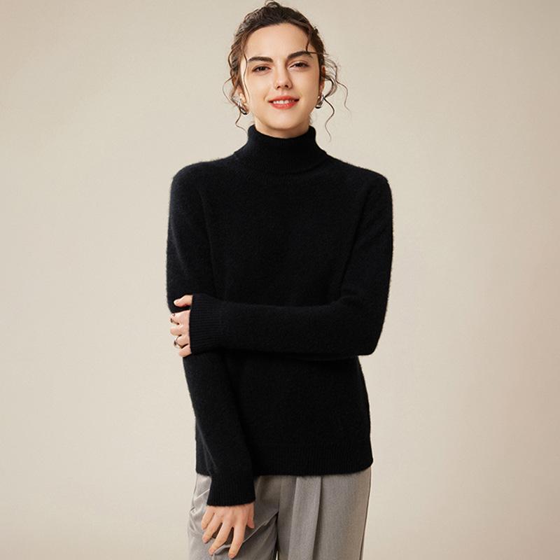 2025 Autumn/Winter Women's 100% Pure Cashmere High Neck Loose Knit Sweater