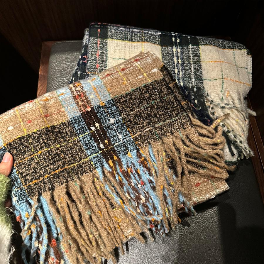 Scarf Winter New Collection Autumn/Winter Atmosphere Plaid Fringe For Couples, Warm And Student High-End Style Scarf