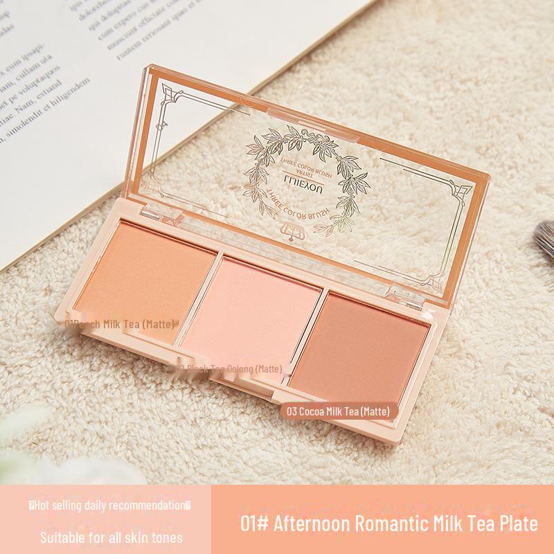 

Палитра румян и хайлайтера Tricolor: Кремовые румяна, тени для век, контуринг для всех тонов кожи plate