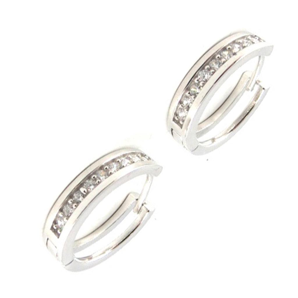Les Trésors De Lily [L1834] - White 'Goddess' Silver Hoop Earrings (1.5 Cm)