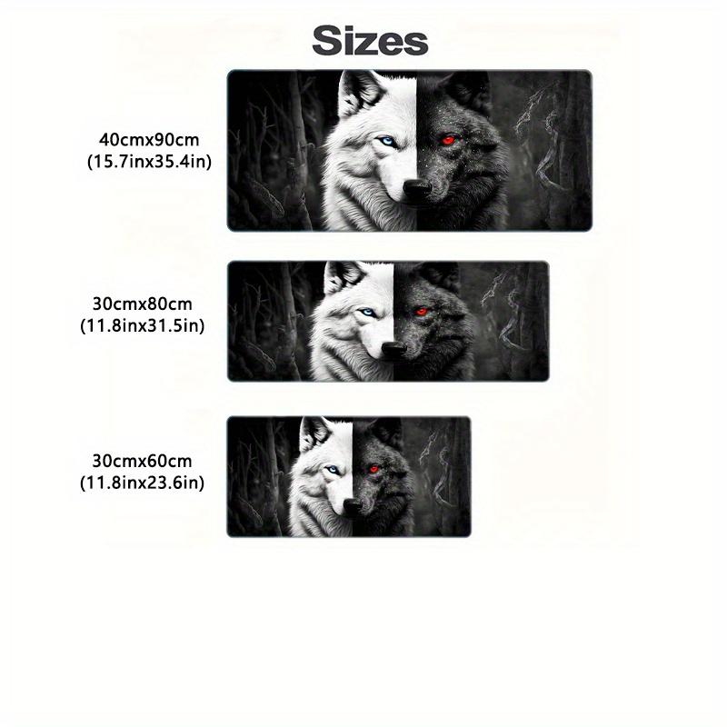 Large Gaming Mouse Pad Black and White Wolf King Design Non-Slip Base Heavy Duty for Desktop Laptop desk pad office accessories