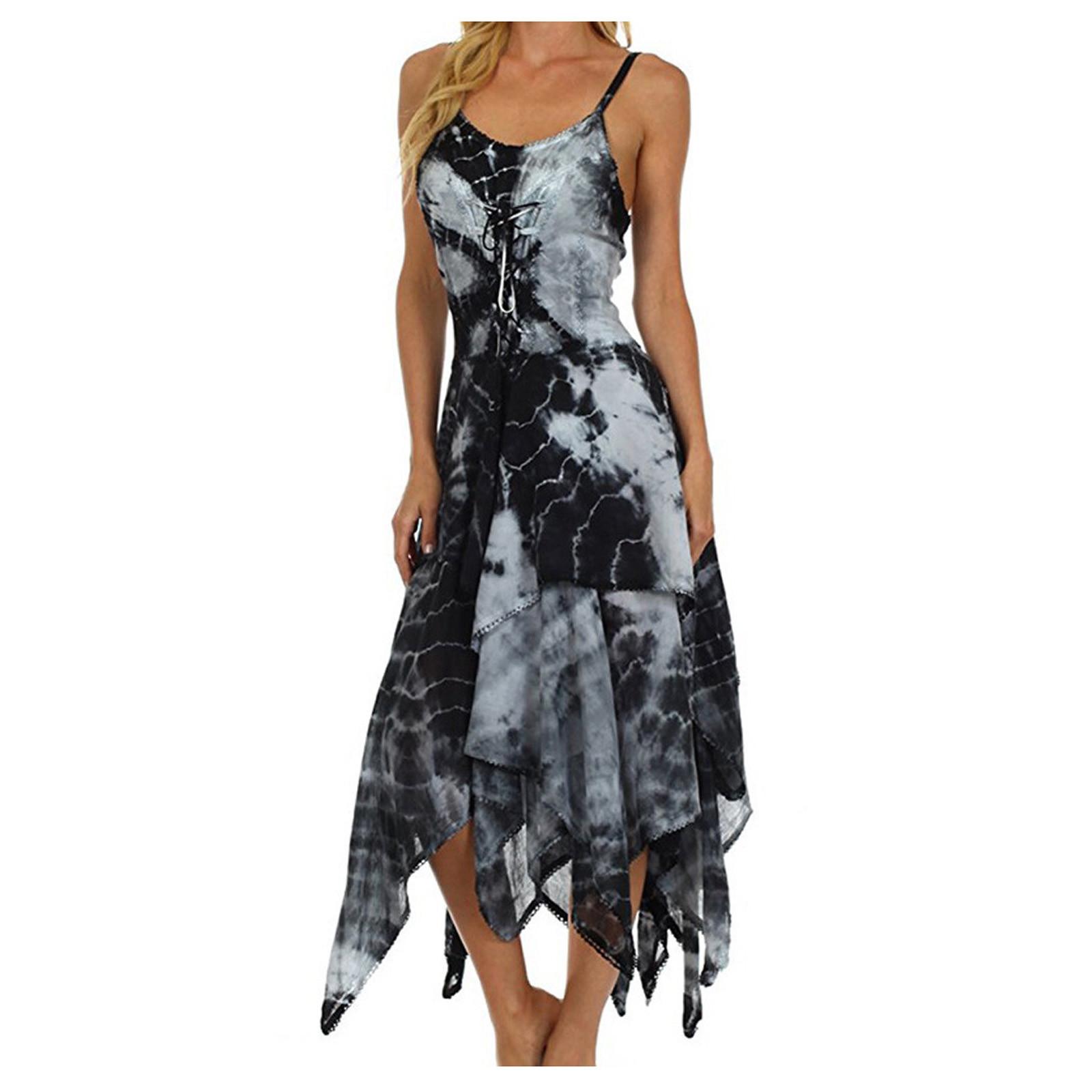 

(SU)Женское повседневное платье с нерегулярным принтом, подтяжки, платье с принтом, юбка