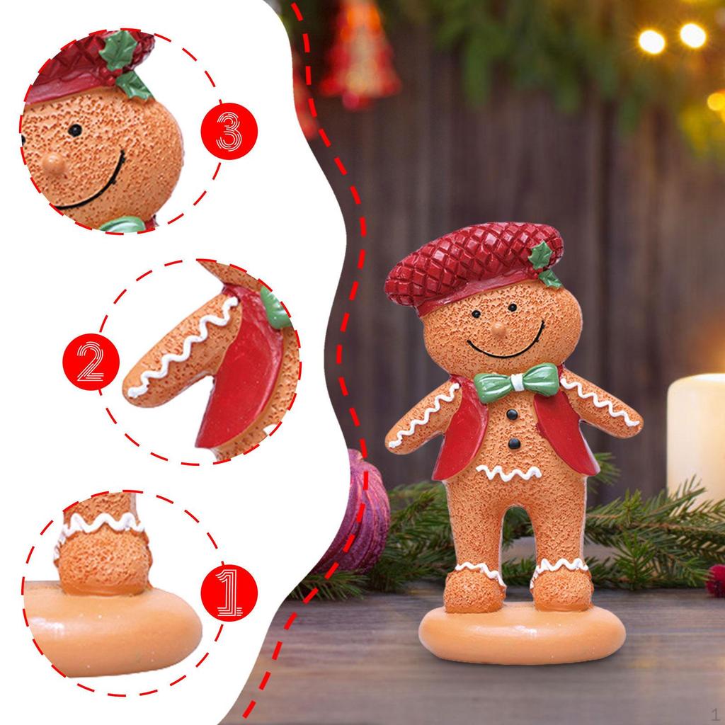 Christmas Gingerbread Decoration Ornament Cute Decorative Sculpture Resin Figurine for Mantel,