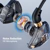 Fones de ouvido com fio HiFi para karaokê e microfone para canto e sala de estar, 3,5 mm AUX, graves pesados, cancelamento de ruído, 1,2 m, 3M, música KTV
