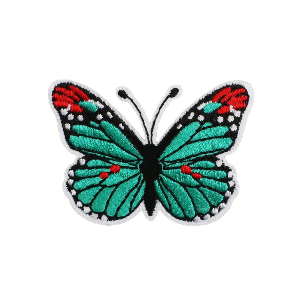 Butterfly World Embroidery Cloth Sticker Colored Flower Butterfly Computer Embroidery Label Clothes Decorative Patch Sticker Blue Butterfly