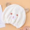 2pc Cartoon Bear Children's Dry Hair Cap Soft Absorbent Girls' Coral Fleece Shower Cap Elastic Band Dry Hair Towel Baby Care