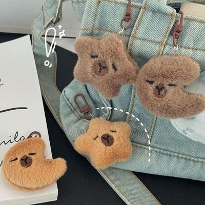 Cartoon Capibara Doll Plush Keyring Soft Chirping Kapibara Pendant  Bag Hanging