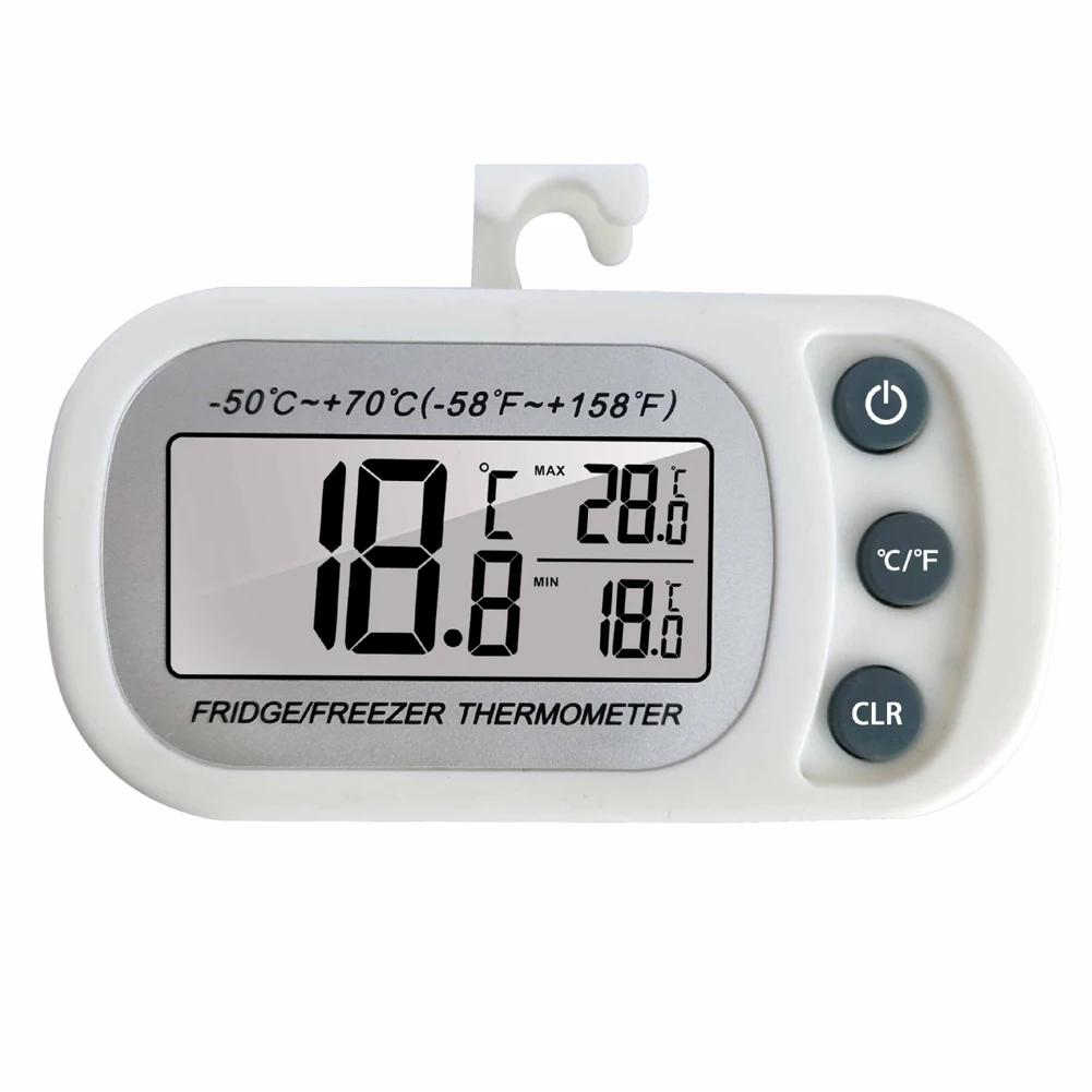

Digital Freezer Room Thermometer with Max Min Record Waterproof Design Large LCD Magnetic Back and Hook for Home Use white
