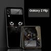 Phone Case for Samsung Galaxy Z Flip 3 4 5 6 Folding Black Shell Black Cat For Samsung Z Flip4 Flip5 PC Hard Cover