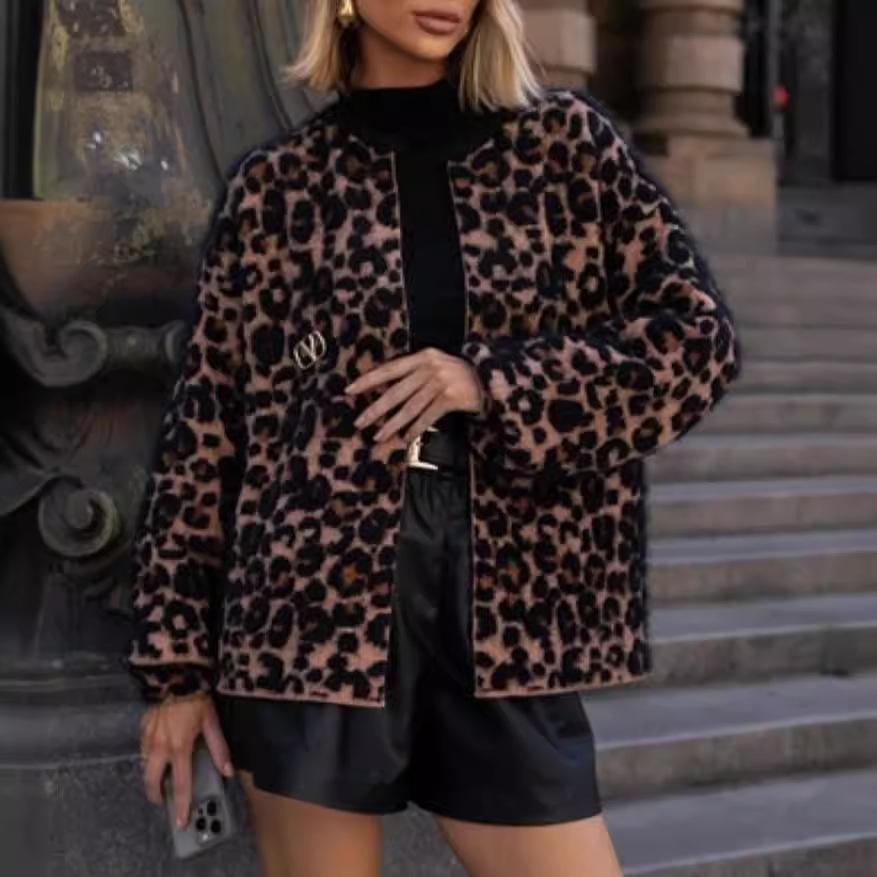 

Женское пальто с леопардовым принтом, осень 2024 XXXL цветной печати леопарда
