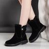 Snow boots women's winter velvet thickened soles New year's fashion medium boots one-pedal cotton shoes women's non-slip