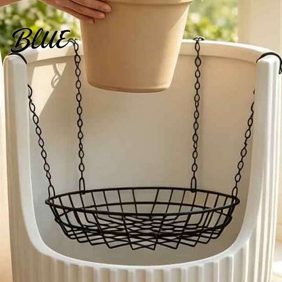 Floor Plant Shelf for Living Room Adjustable Planter Inserts Large Pots  Raiser with 4 Hook Chains  Metal False Modern Stand Bottom Pot Filler