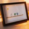 Sea Glass Photo Frame Home Decor 7.6 Inch Handmade Sea Glass Birds Artwork Wooden Frame Unique Sea Glass Art Decoration Housewarming Gift for Friend