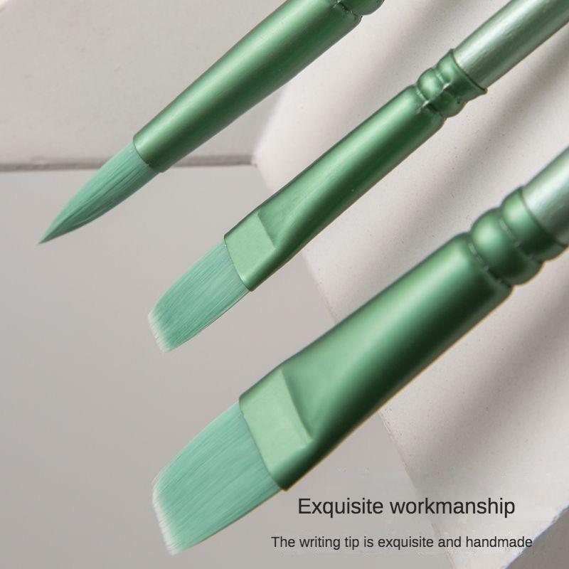 6 Pcs Watercolor Brush Pointed Round Flat Head Soft Hair Beginner's Art Student Hand Drawn Watercolor Nylon Painting Material