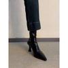 High-heeled Pointed Short Boots French Thin-heeled Elastic Boots Women's Versatile Soft Leather Zipper Thin Boots
