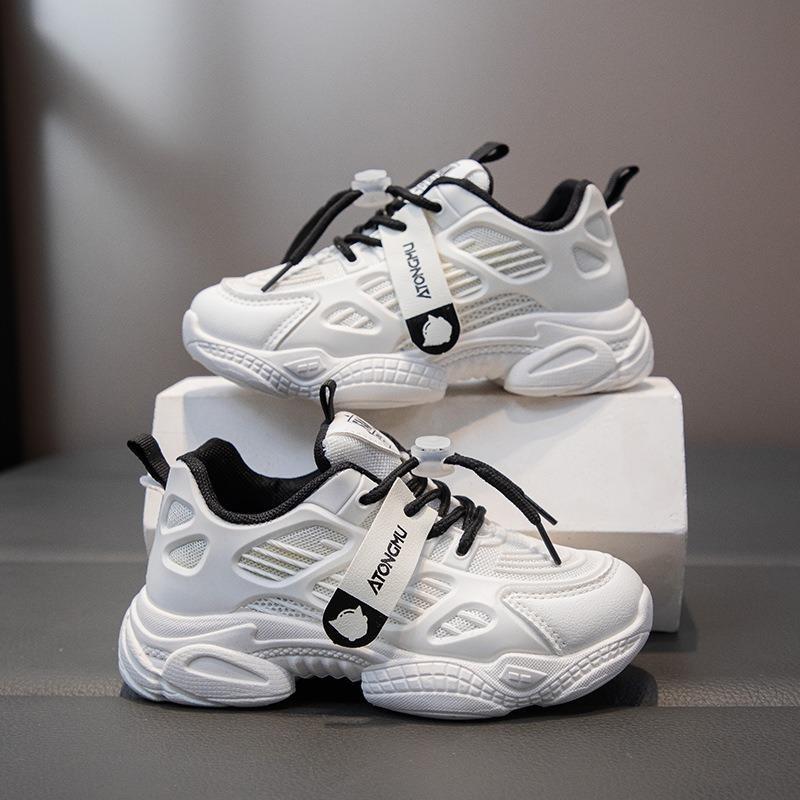 Spring and Summer Korean Version Sports Shoes Children's Breathable Mesh Dad Shoes Students Solid Bottom Running Shoes Boys and Girls Single Shoes