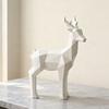 Christmas Reindeer Figurine 3D Printed Standing Deer Statues Small White/Gold Elk Sculpture for Fireplace Entryway Shelves Home Office