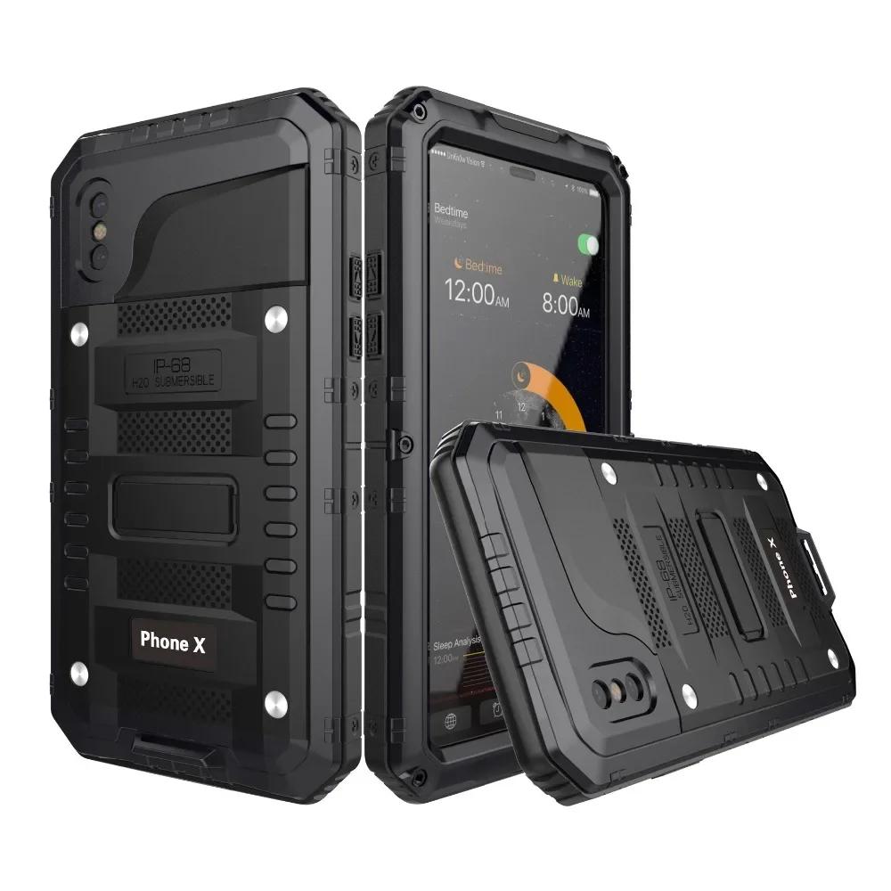 IP68 Waterproof Metal Phone Case Heavy Duty Rugged Doom Armor Protect Cover For iPhone 16 15 14 13 12 11 Pro Max XS XR 8 7 Plus
