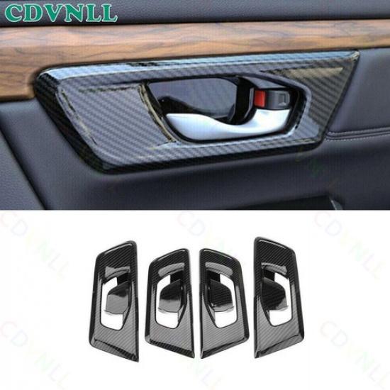 Inner Door Handle Bowl Panel Cover For Honda CRV CR-V 2017- ABS Carbon Fiber