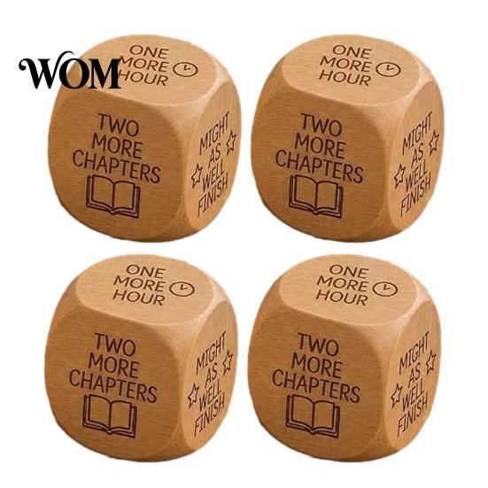 Interactive Reading Dice Wooden Decision Dice, 6-Sided Wood Engraved Quotes Prompt, Natural Bookish Daily Habit Tool Charm, Fun Companion Book