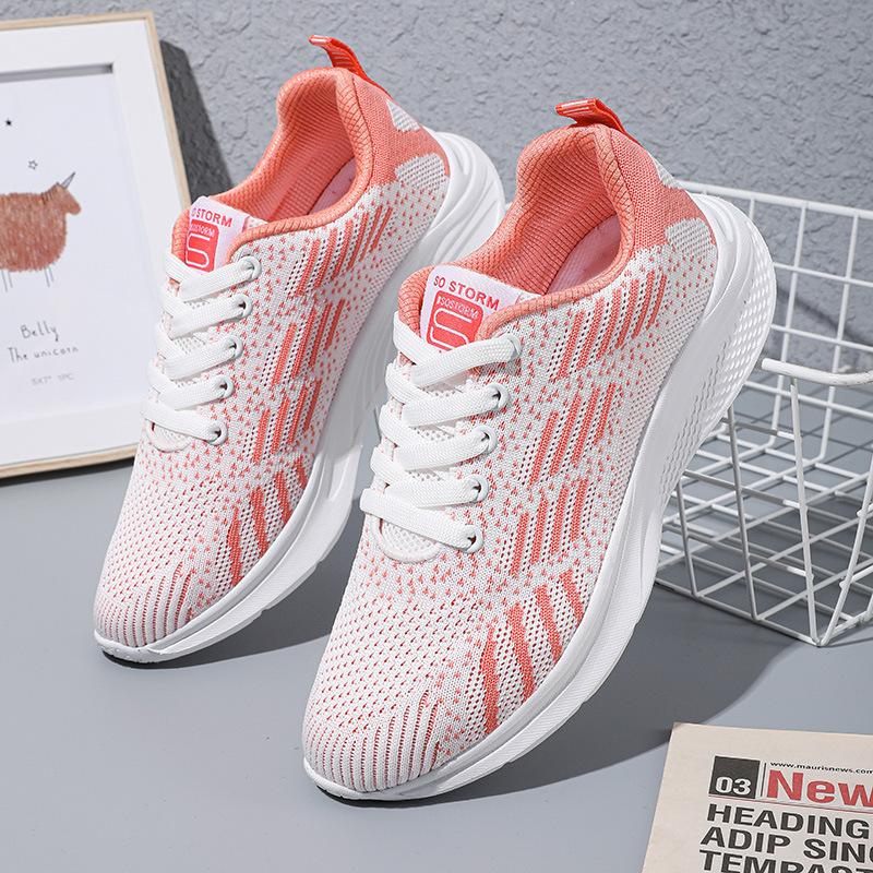 Shoes women's 2025 spring new foreign trade women's shoes breathable fly-woven mesh shoes soft sole large size casual mother shoes