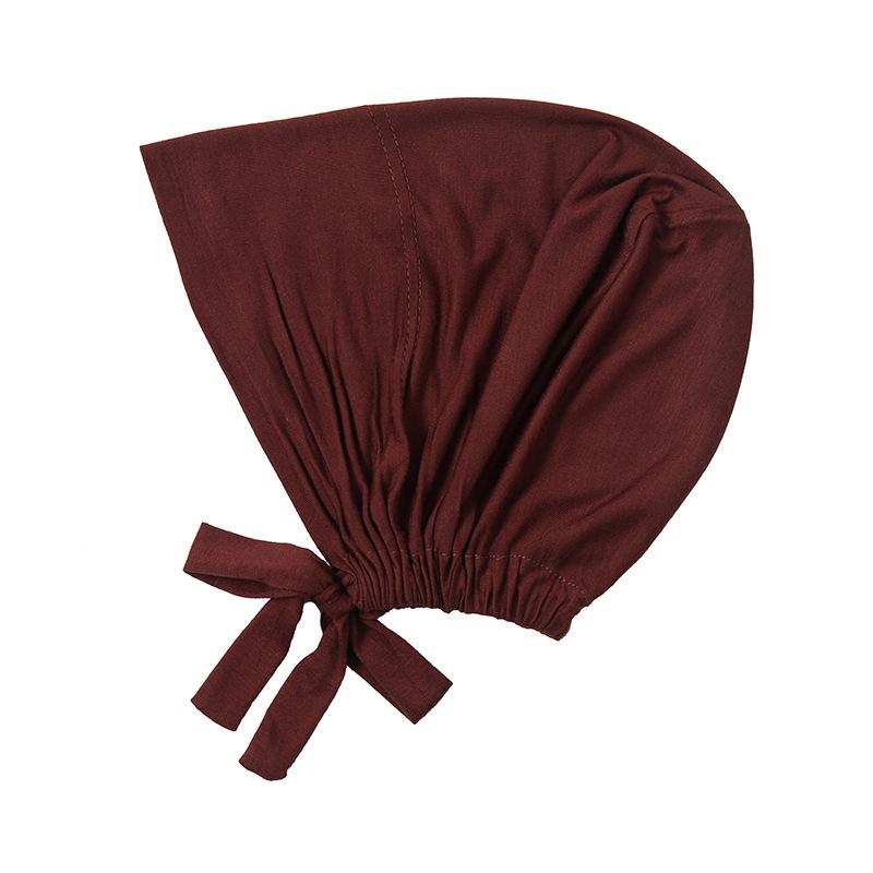 Modal Mercerized Cotton Elastic Drawstring Base Cap Solid Color Women's Hijab