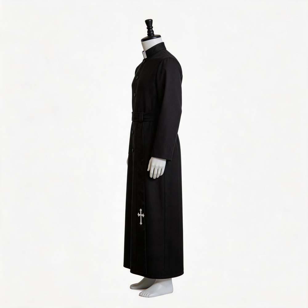 2026 New Medieval Priest Cosplay Costume Halloween Father Role Play Robe Set Church Style Black Unisex