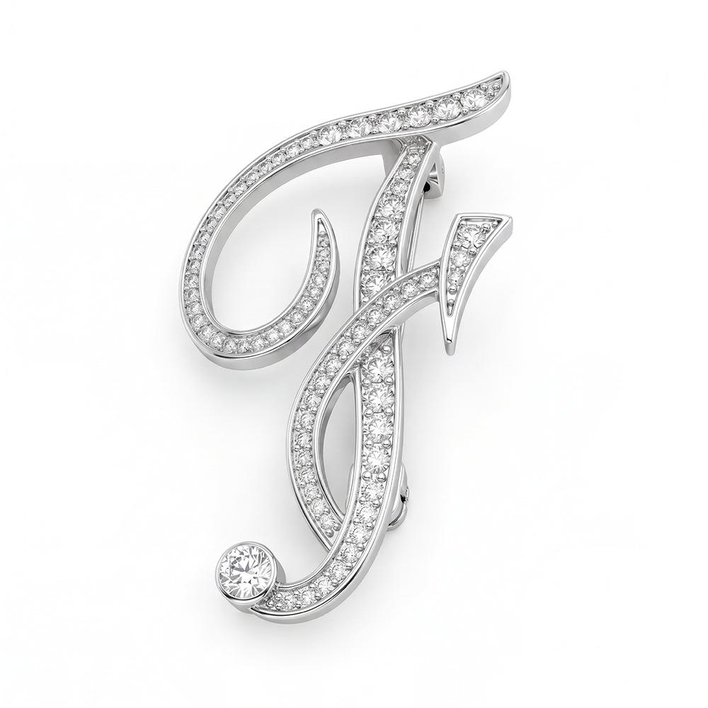 Trendy 26-Letter Rhinestone Brooch Pin - Fashion Accessory for Clothing & Bags
