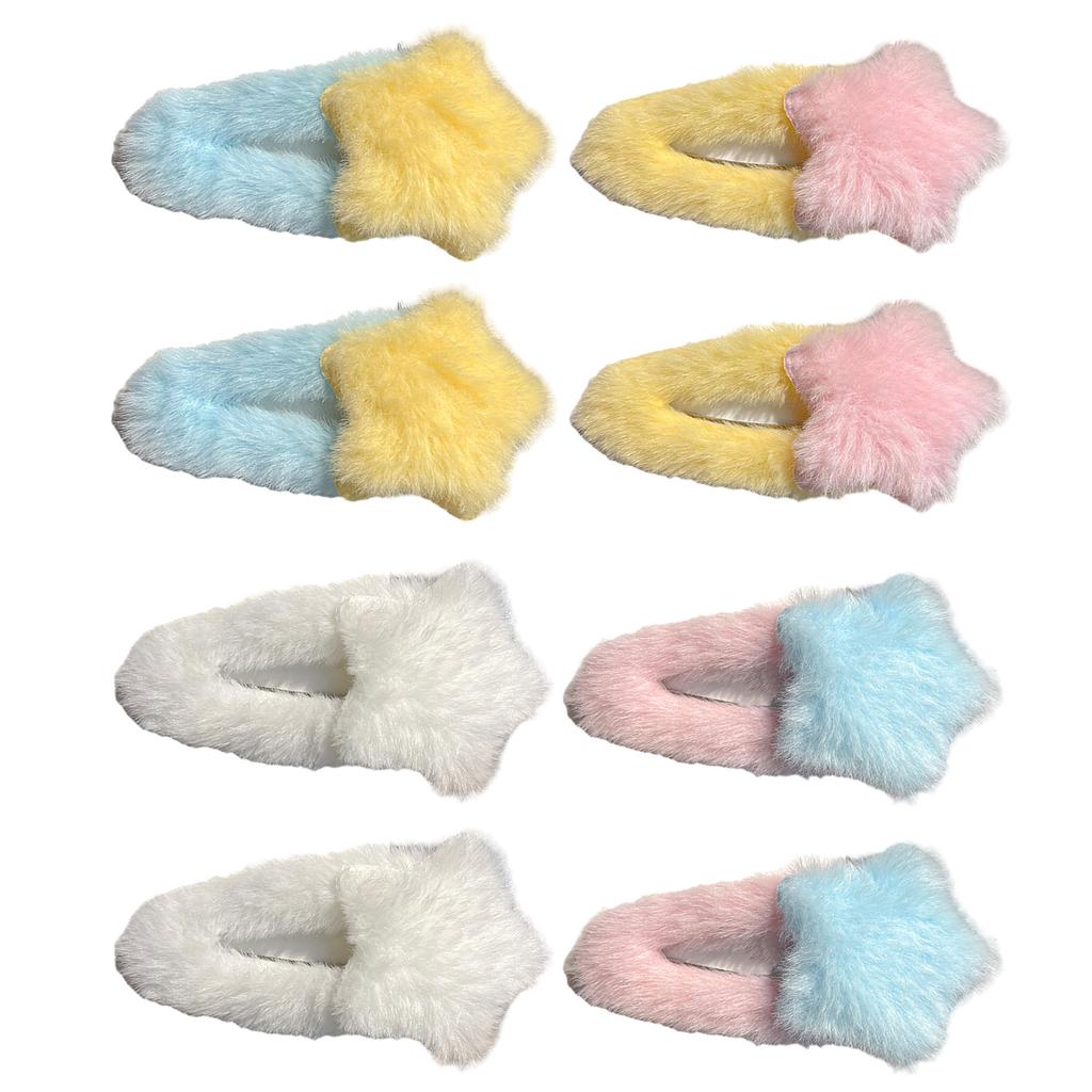 1pair Plush Star Shape Hair Clip Carnival Photography Hairpin for Woman Girls Dopamine Look Bangs Taking Photo Anti Slip