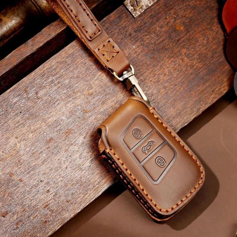 Fit For Volkswagen Vw Tiguan Mk2 Magotan Passat B8 Cc Fit For Skoda Superb A7 Genuine Leather Auto Intelligent Key Fob Cover Case Auto Accessories