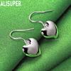 925 Sterling Silver Simple Polished Heart Pendant Earrings - Fashion Gift Jewelry