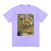 Subway Cat Meme T-shirt Gen Z Joke Stupid Brainrot Cat Lover Gift T-shirts Funny Kitty Cool Cotton Short Sleeve T-Shirts Unisex