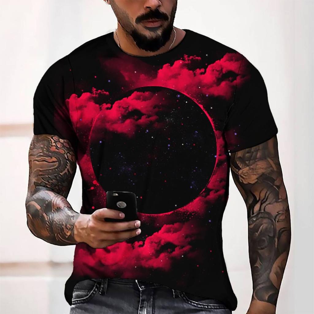 2024 Summer New Men's Oversized T-Shirt Casual Lightning Cool 3D Digital Printed T Shirts for Men Short Sleeve Tee Shirt