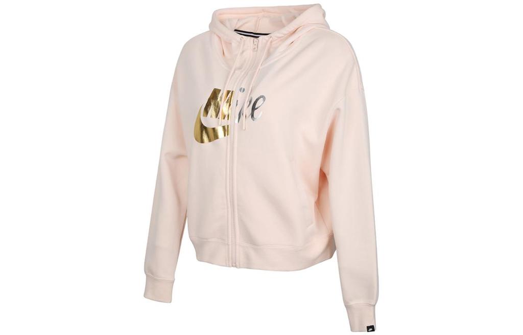 Nike Sweatshirts Women's Pink Hooded Moderate Cardigan AJ0091-838