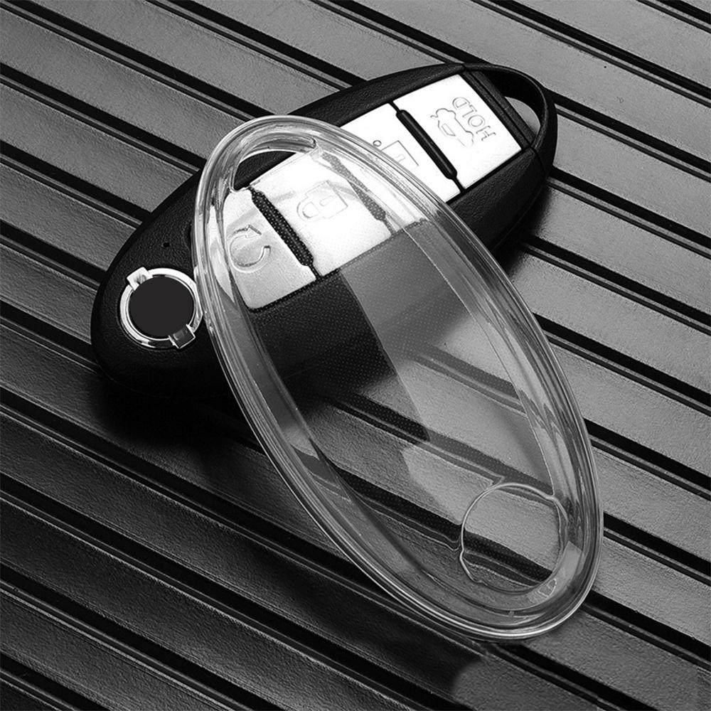 For Nissan Rogue Xtrail Kicks Juke Qashqai Tiida Patrol Leaf Micra Note Serena Murano  Transparent TPU Car Key Case Cover Shell