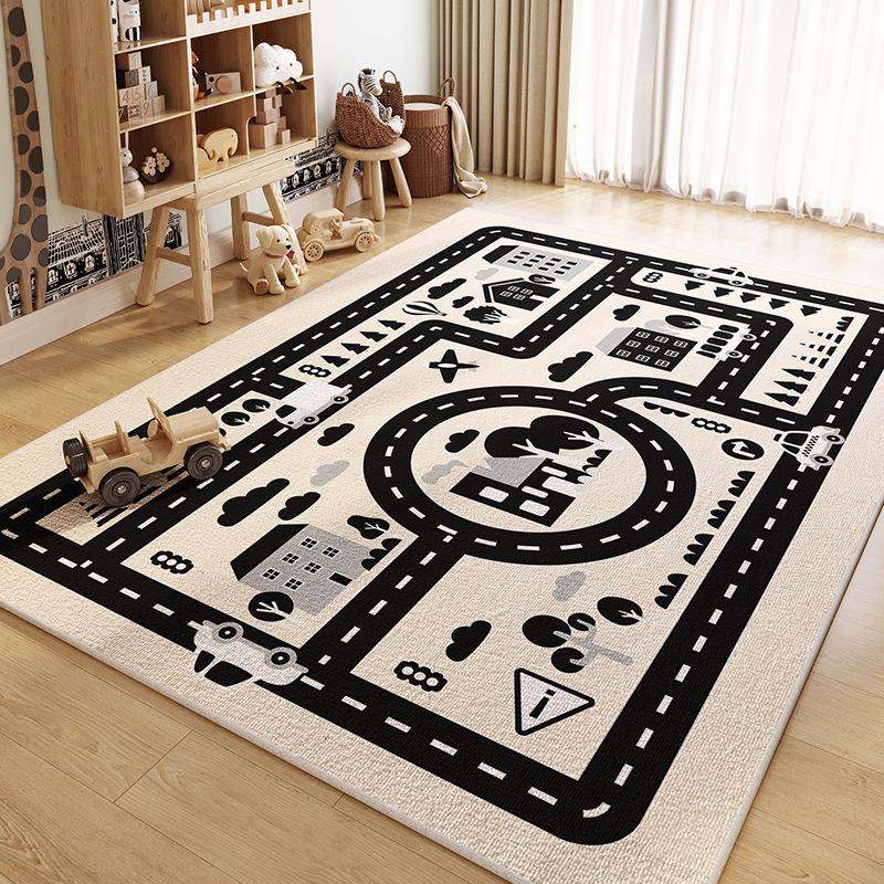 Kids Educational Rugs Collection World Map City Road Magic Forest Designs Large Play Mat for Children Room Decor
