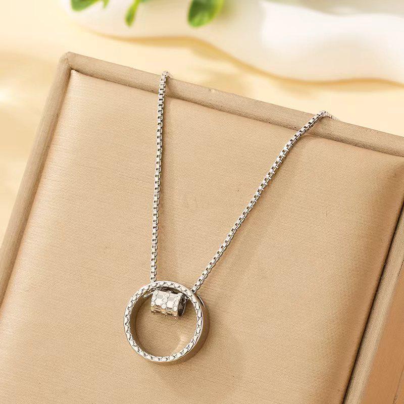 Women's Silver Titanium Steel Necklace with Micro-Inlaid Zircon - Elegant, Durable Clavicle Chain Jewelry