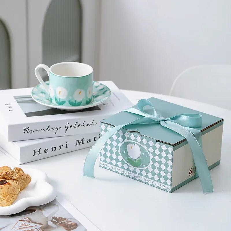 Vintage Elegant Ceramic Coffee Cup and Saucer Set Chic Bird Flower Exquisite Water Cup Home Afternoon Tea Dessert Tray Gift Box