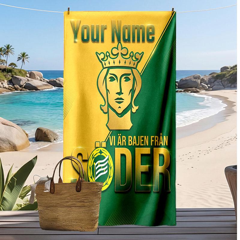 Asciugamano da Spiaggia Personalizzato Stampato Hammarby Logo Calcio Supporto Nome Personalizzato Testo Asciugamano Assorbente Per Sport Viaggio Regalo Speciale
