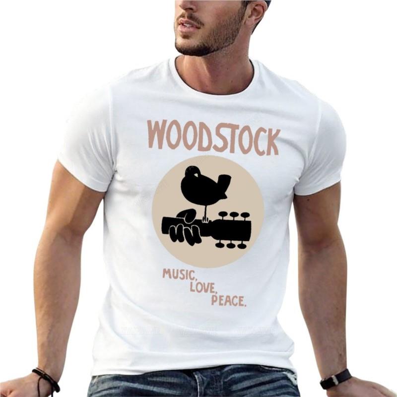 

Woodstock Vintage Music Logo Oversize T Shirts Branded Men Clothes Short Sleeve Streetwear Plus Size Tops Tee S